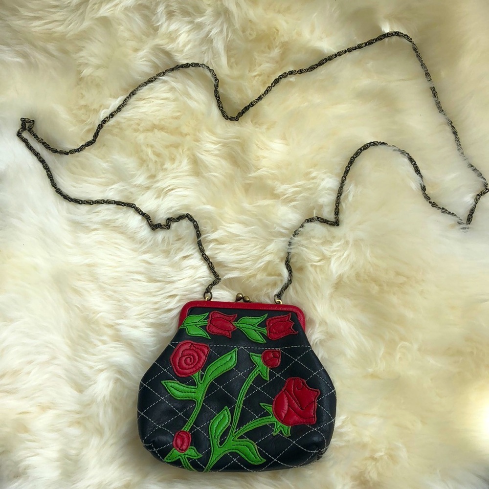 Mini leather rose purse